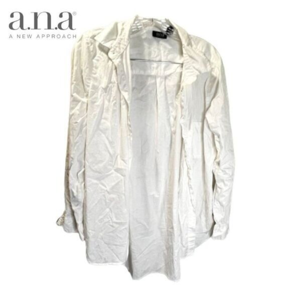 a.n.a Womens White Long Sleeve Regular Fit Button-Down Shirt‎ - Picture 4 of 7